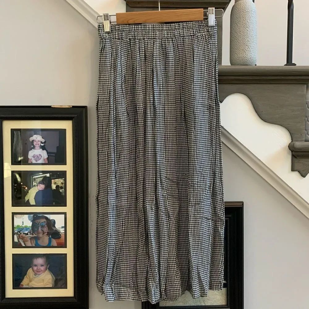 Vintage Justin B. Jones Pleated Waist Houdstooth Midi Skirt sz 8 NWT